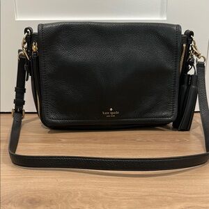 Kate Spade Black Messenger Crossbody with Gold Accents